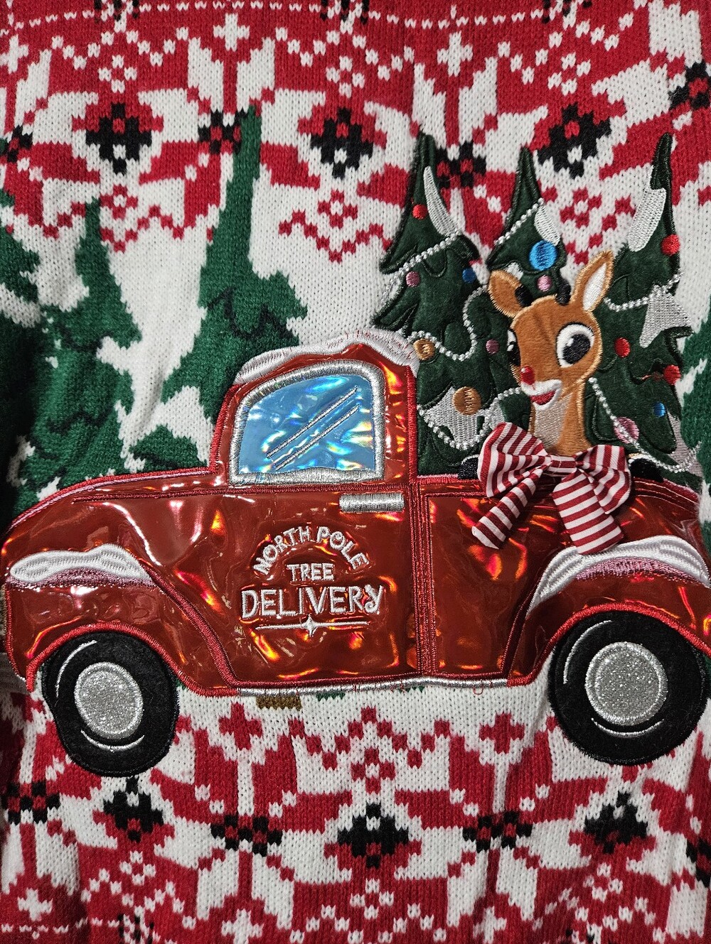 Rudolph Crazy Christmas Sweater Large - Picture 2 of 4